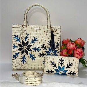 Brahmin Caroline satchel and Suri wallet in snowball snowdrift